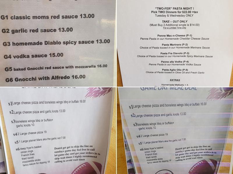 Dante's Italian Bistro & Pastry Menu