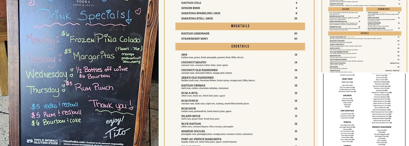 Zeke's Kitchen & Bar Menu