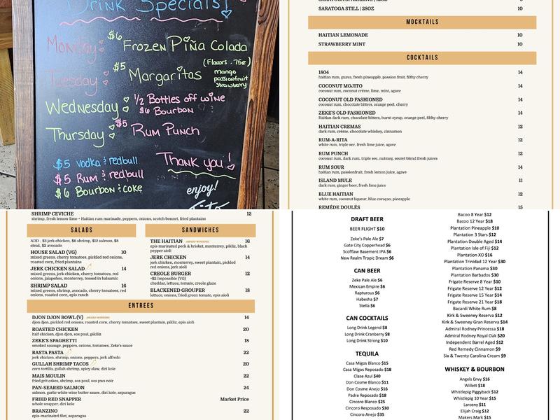 Zeke's Kitchen & Bar Menu