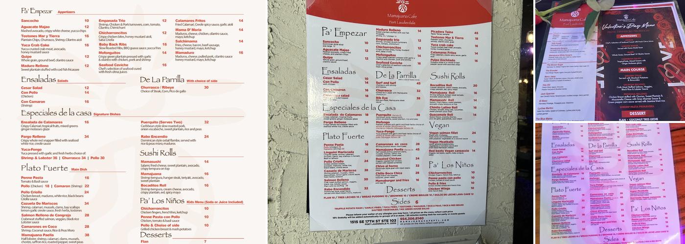 Mamajuana Cafe Fort Lauderdale Menu