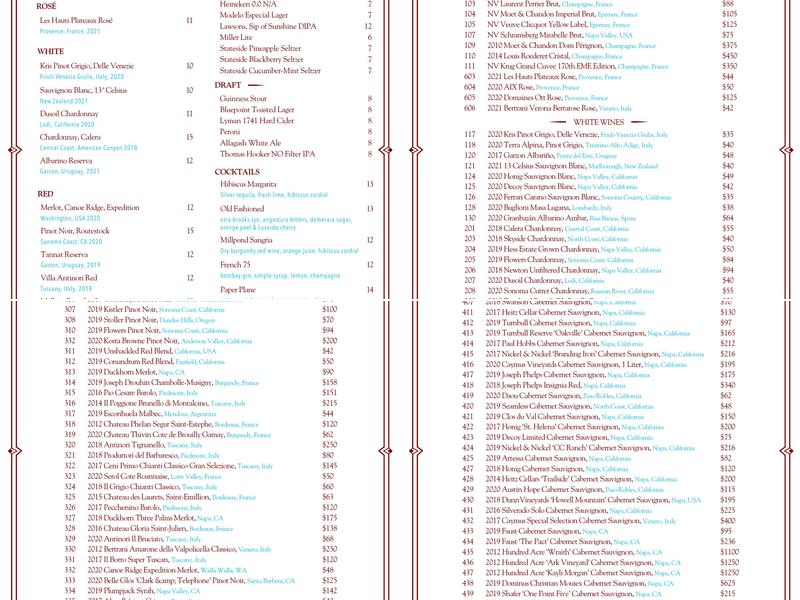 Millpond Gatherings Menu