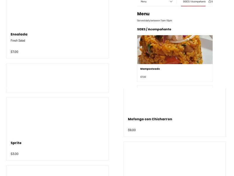 El Criollo Menu