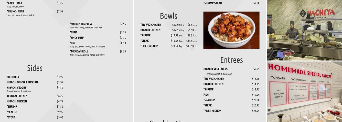 Hachiya Express Menu
