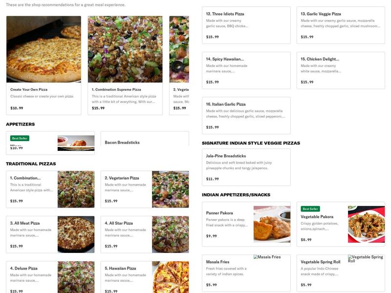 The Original Chicago’s Pizza and Curry Menu