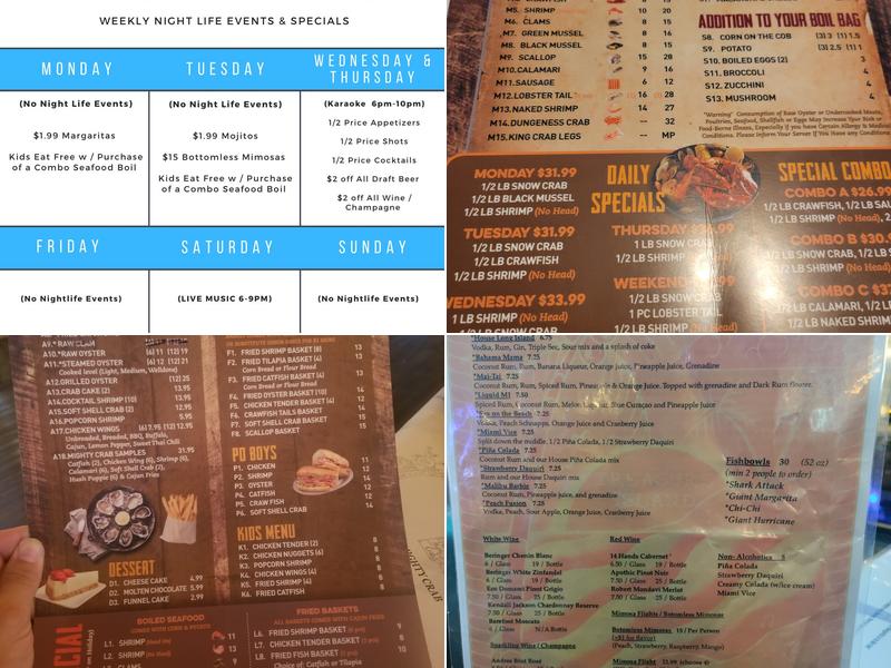 The Mighty Crab Menu