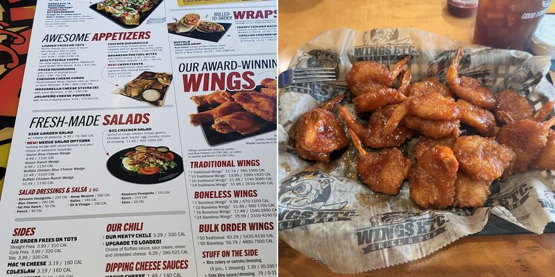 Wings Etc. Menu