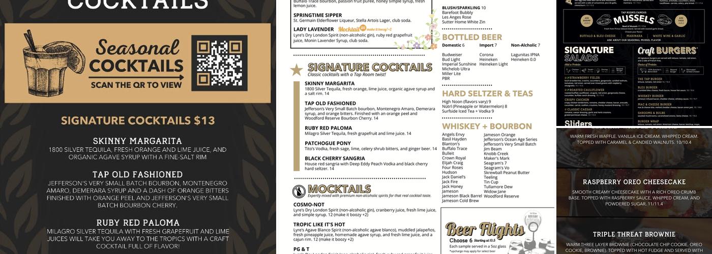 Tap Room Menu