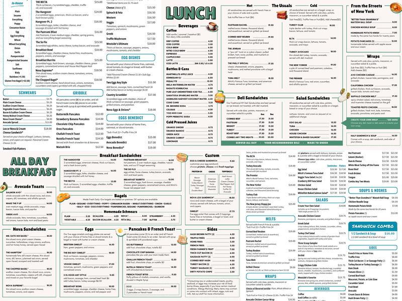 Mitch's Downtown Bagel Cafe Menu