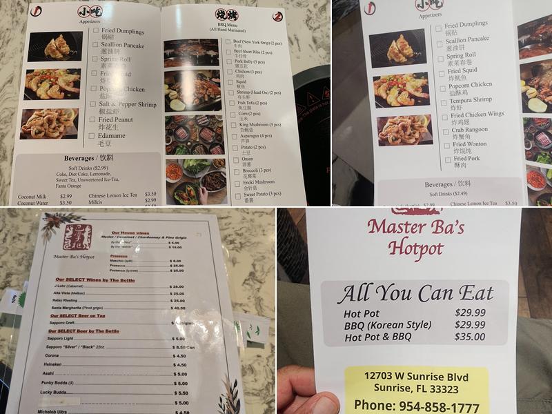 Master Ba's Hot Pot & BBQ Menu