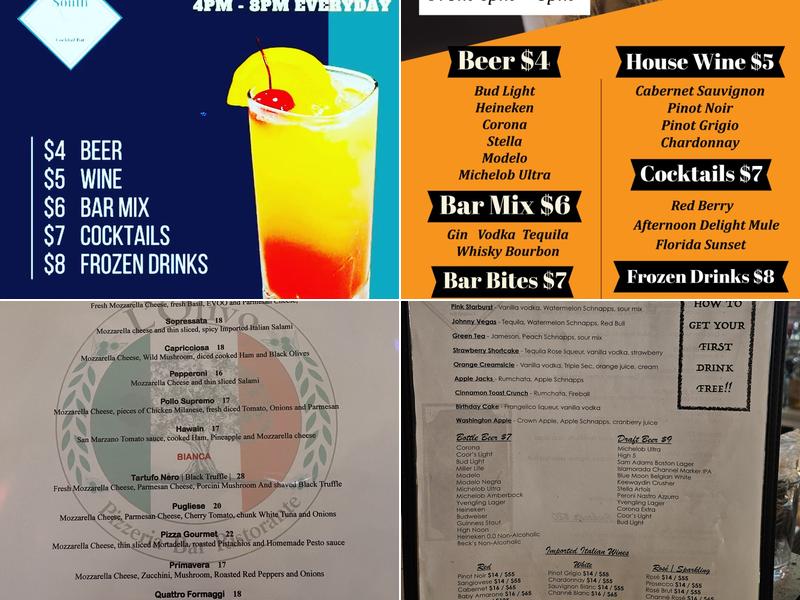 South Avenue Bar Menu