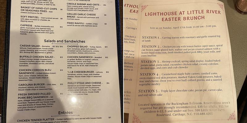Lighthouse at Little River Menu