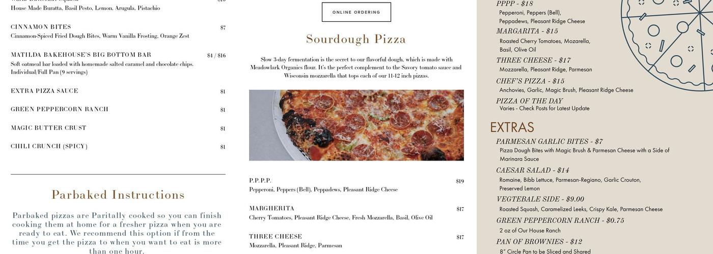 Brute Sourdough Pizza Menu