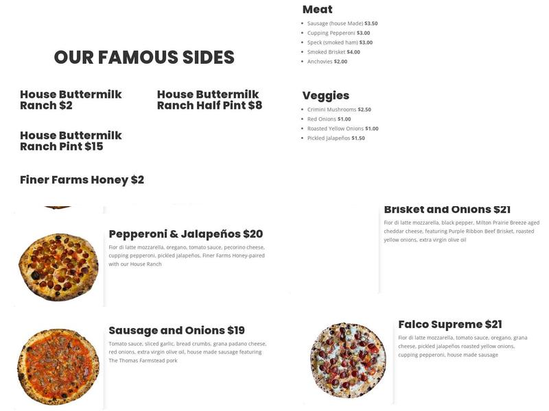 Pipe Dream Pizza Menu