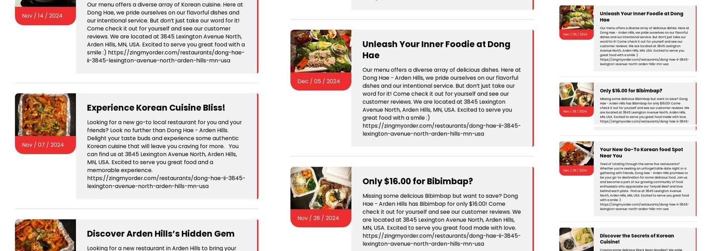 Dong Hae II Korean Grill & Sushi Menu