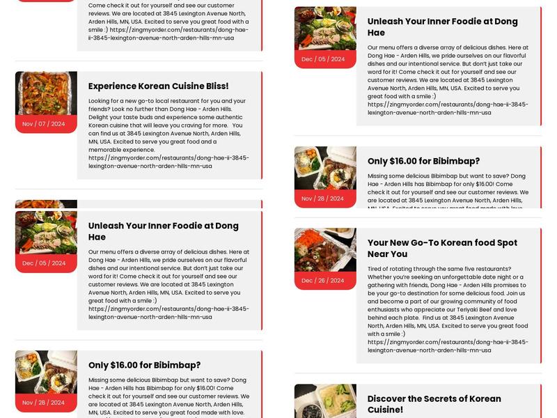 Dong Hae II Korean Grill & Sushi Menu