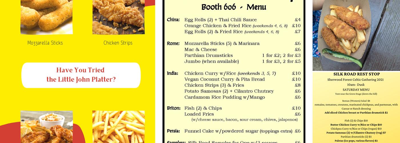Silk Road Rest Stop Menu