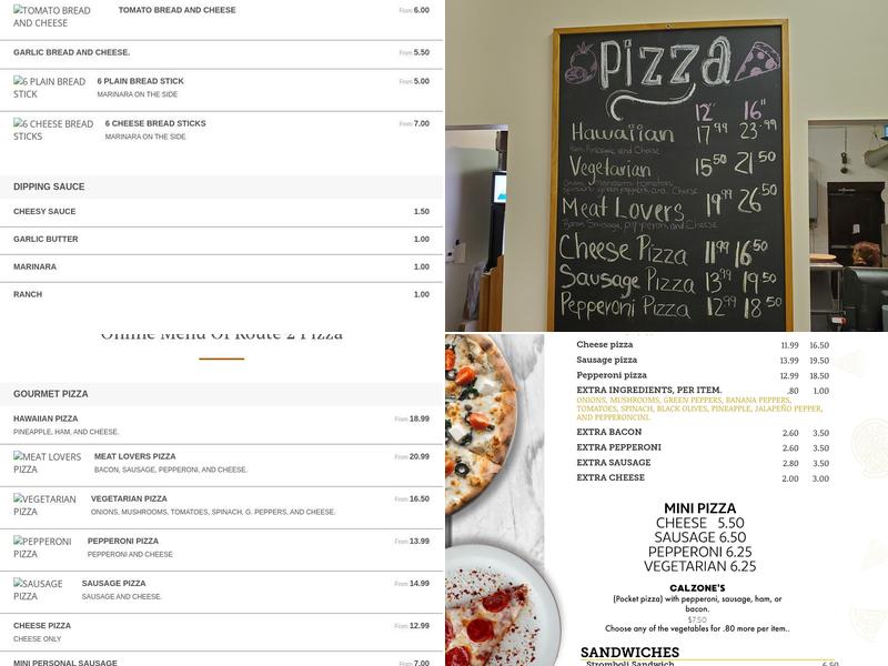 Route 2 pizza Menu
