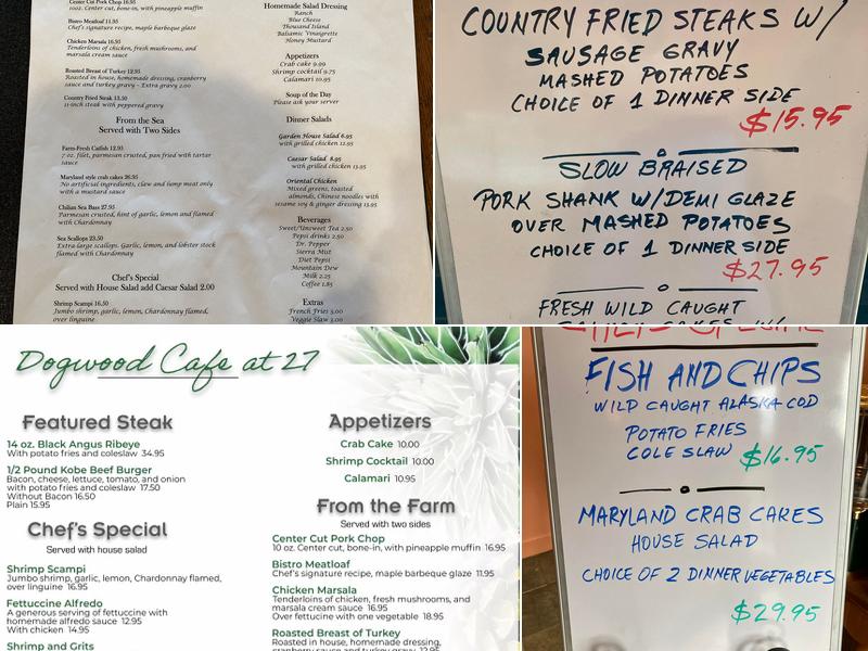 The Dogwood Cafe at 27 Menu