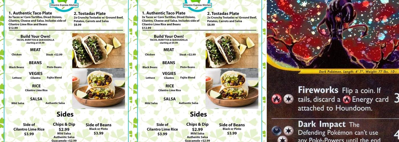 Cilantro Express Kitchen Menu