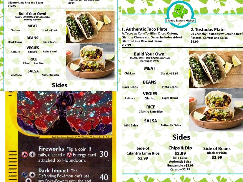 Cilantro Express Kitchen Menu