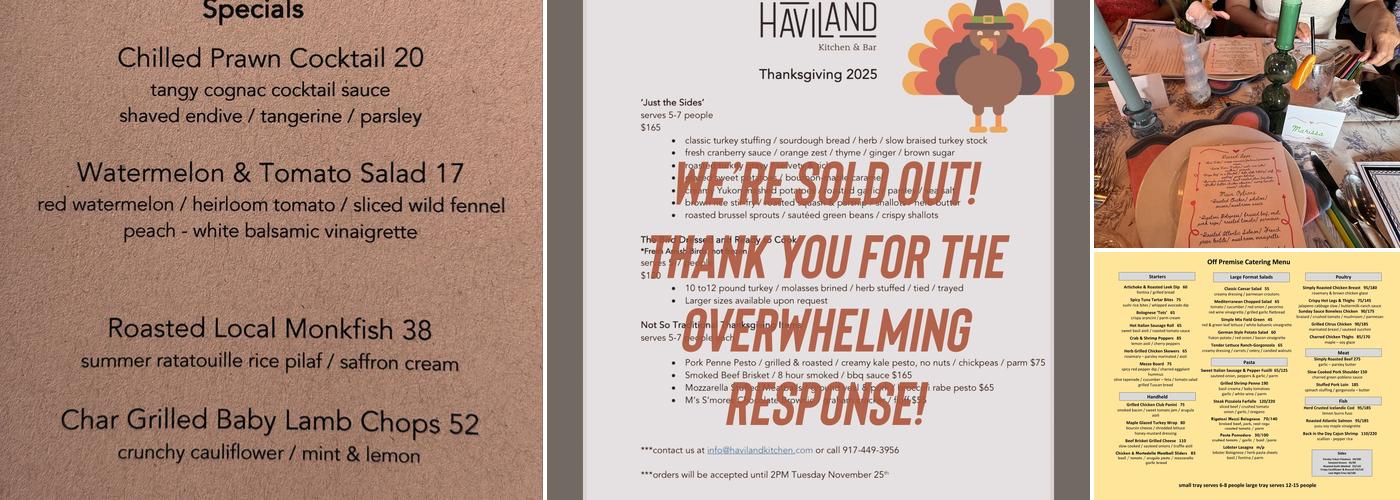 Haviland Kitchen and Bar Menu