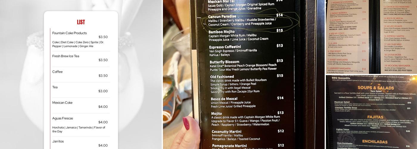 Casa Monarca Mexican Restaurant & Tequila Bar Menu