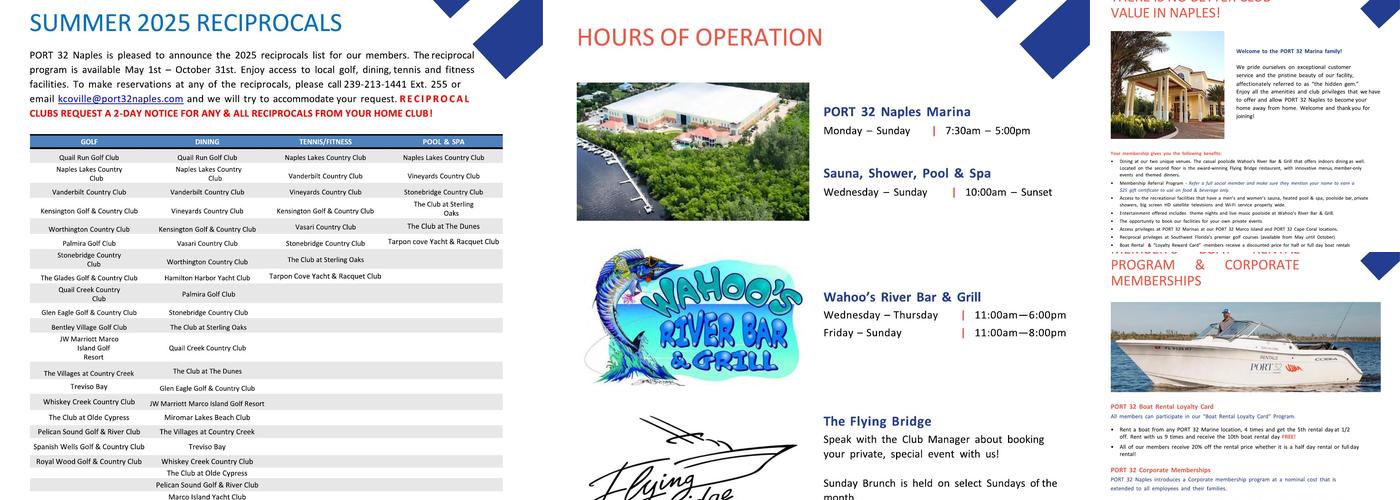 Flying Bridge Menu