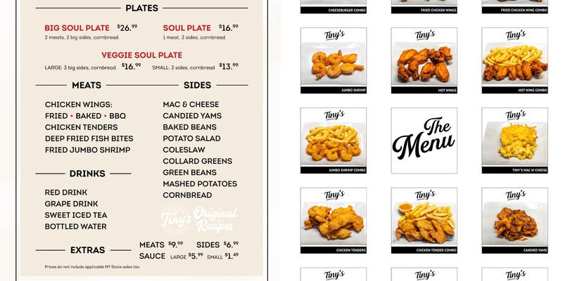 Tiny's Famous Eats Menu