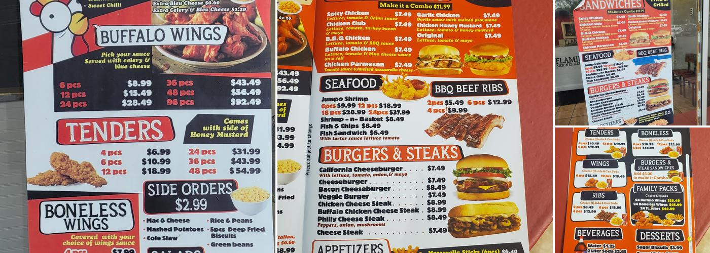 Flamin Kickin Chicken Menu