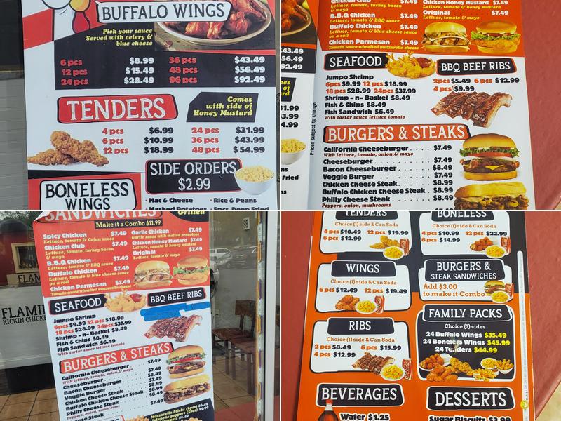 Flamin Kickin Chicken Menu