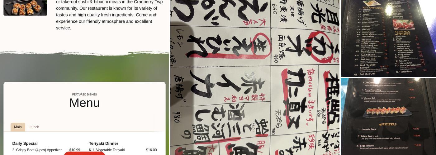 Saga Hibachi Steak, Seafood and Sushi Bar Menu