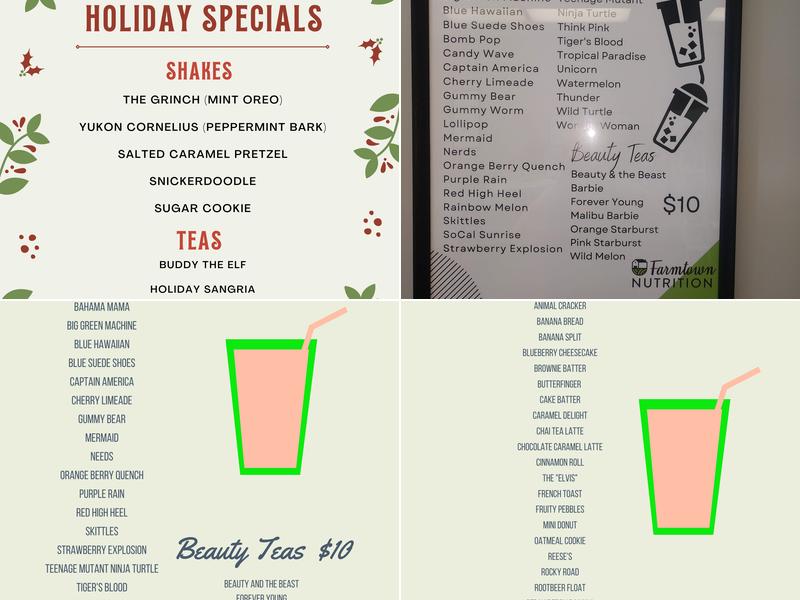 Farmtown Nutrition Menu