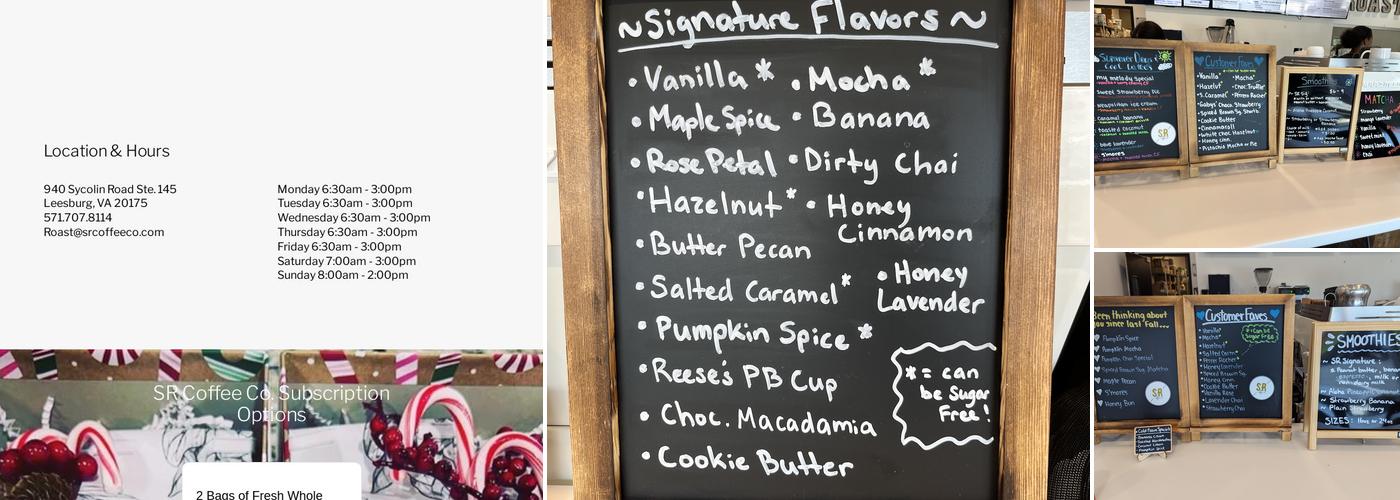 SR Coffee Co. Menu