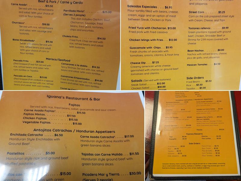Iguana's Restaurant and Bar Menu