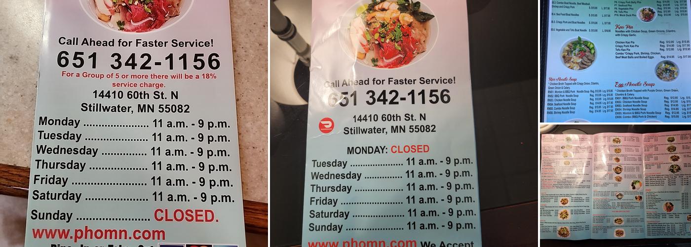 Pho MN Menu