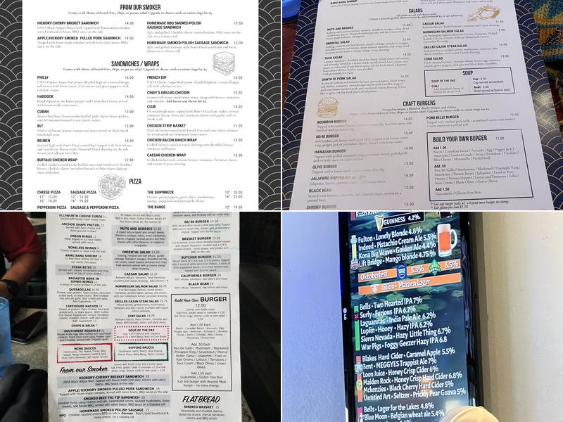 Kelly’s Lake House Bar & Grill Menu