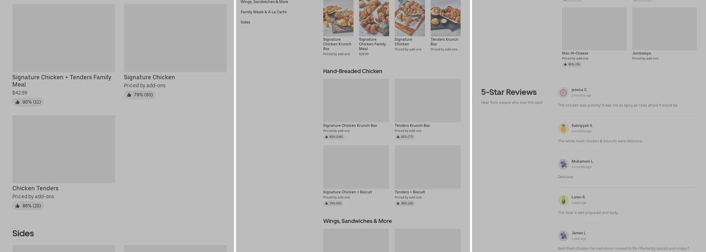 Krispy Krunchy Chicken Menu