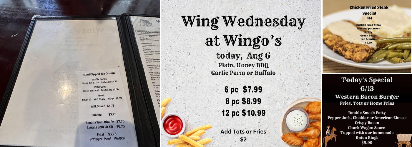Wingo’s Cafe Menu