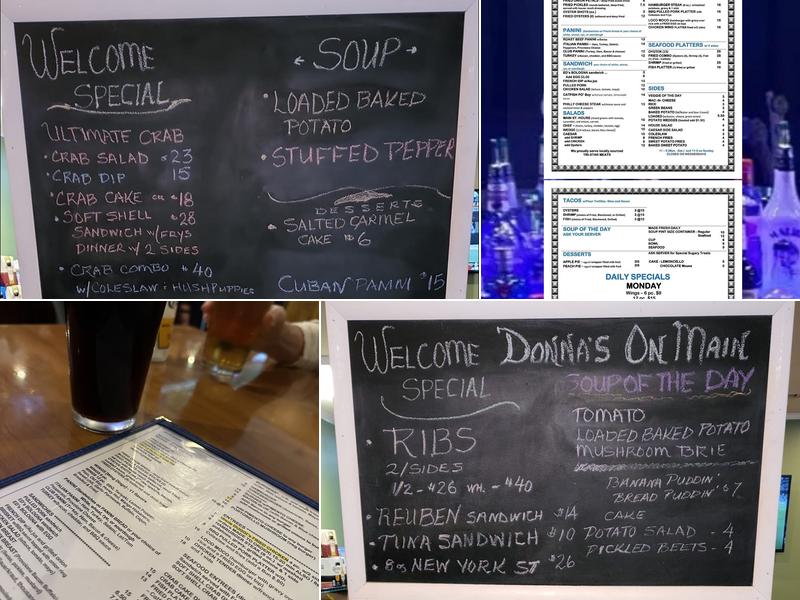 Donna's on Main Menu