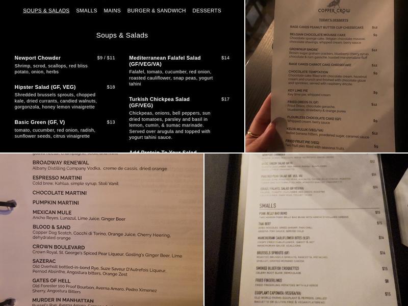 The Copper Crow Menu