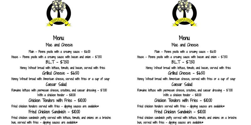 OuR House Cafe Menu