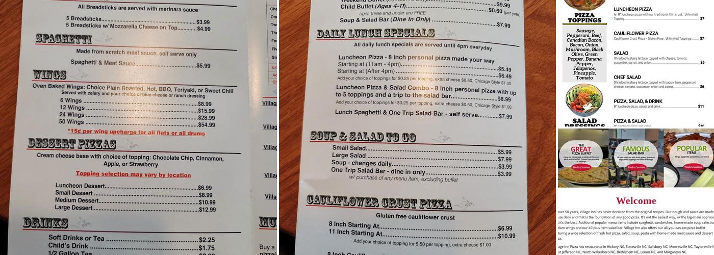 Village Inn Pizza Menu