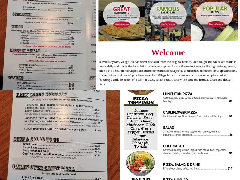 Village Inn Pizza Menu
