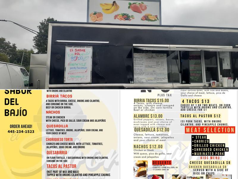 El sabor del bajío Menu