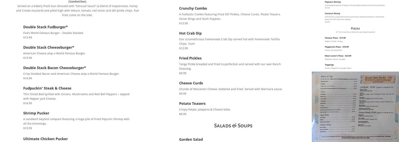 Pelican’s Roost Menu