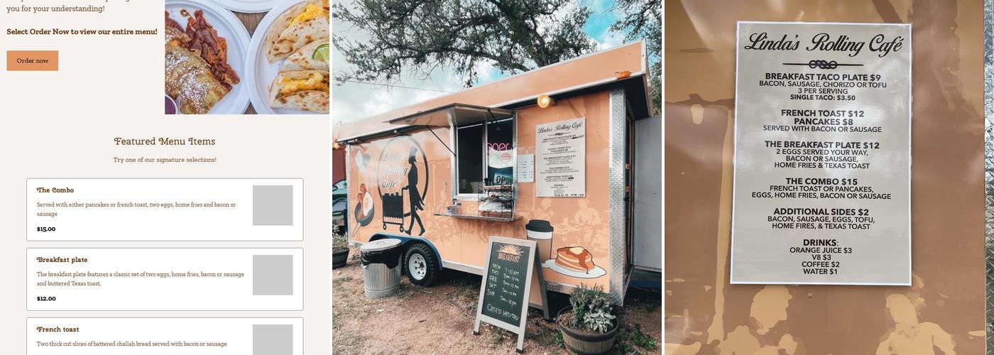 Linda's Rolling Café Menu