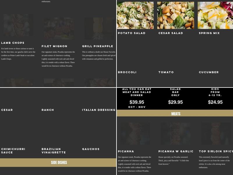 Gauchos Brazilian Steakhouse Menu