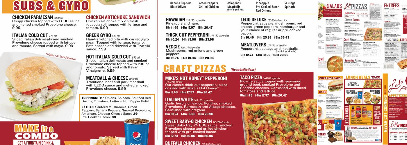 Ledo Pizza Menu