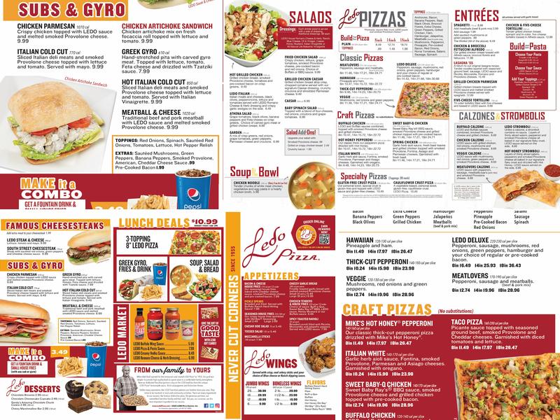 Ledo Pizza Menu