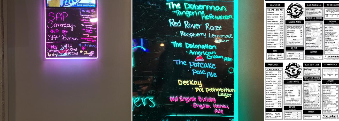 Algona Axe House Menu